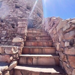 Stone staircase at the tower in the grand canyon.